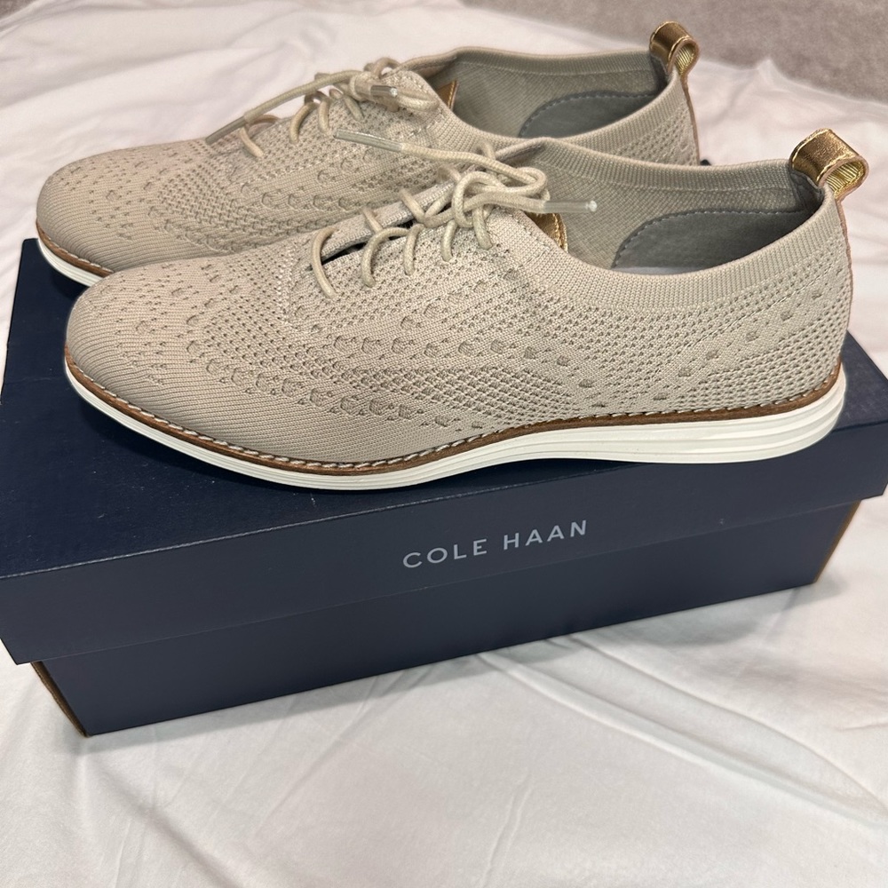 Cole Haan 2.Zerogrand Stitchlite Oxford Rye Knit/Optic White Size 8.5
